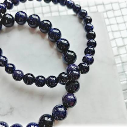 [41015] PULSERA AVENTURINA AZUL ORO 6MM