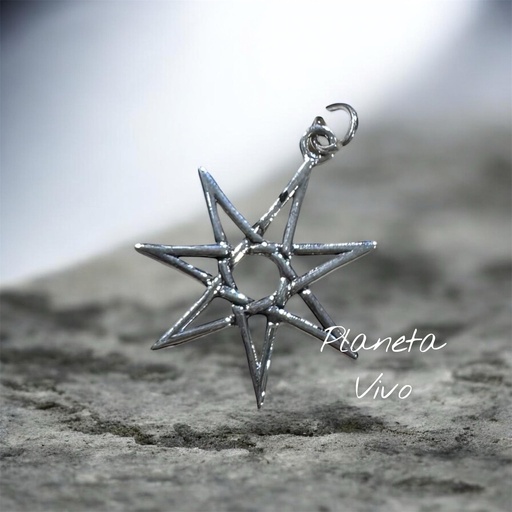 [12945] COLG. ESTRELLA 7 PUNTAS PLATA
